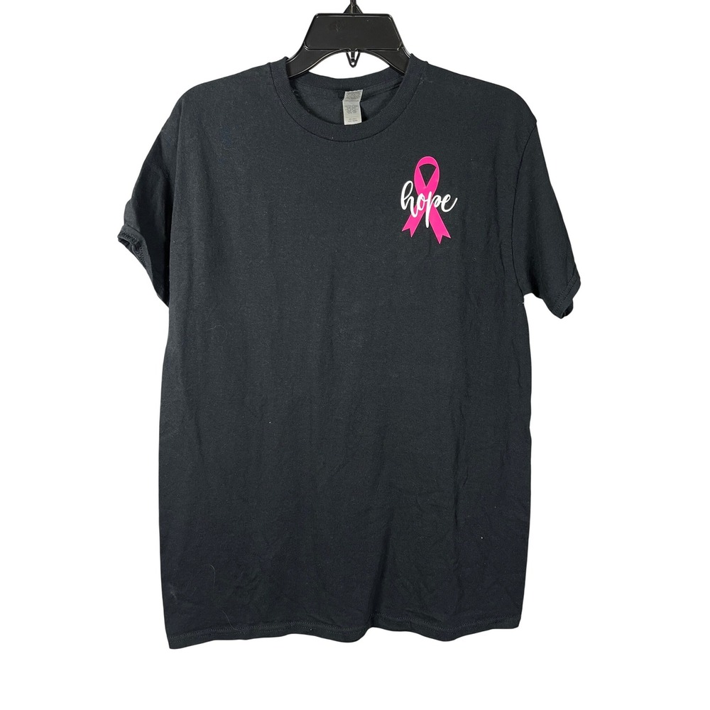 Gildan Heavy Cotton Breast Cancer Awareness Hope T-Shirt Black Pink Medium